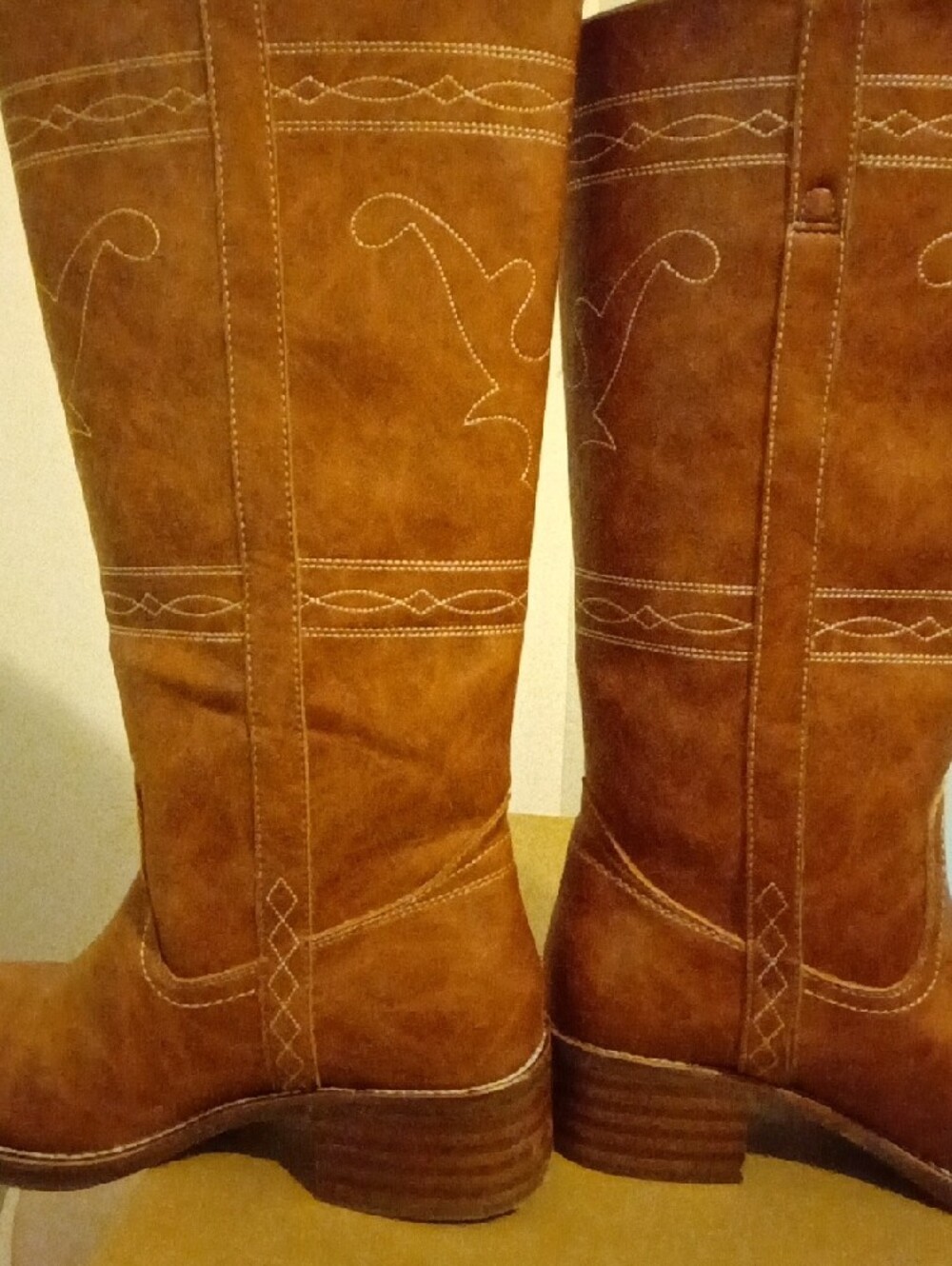 Frye Brown Leather Look Knee-High Western Boots - Picture 6 of 7